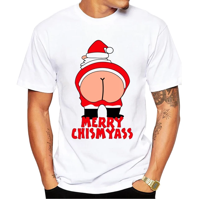 TEEHUB Chritma Tee Roll Me Over Men T-Shirt Boy Vintage Funny Santa Clau Print Short Sleeve T-Shirt Men' Sport_voghion.com