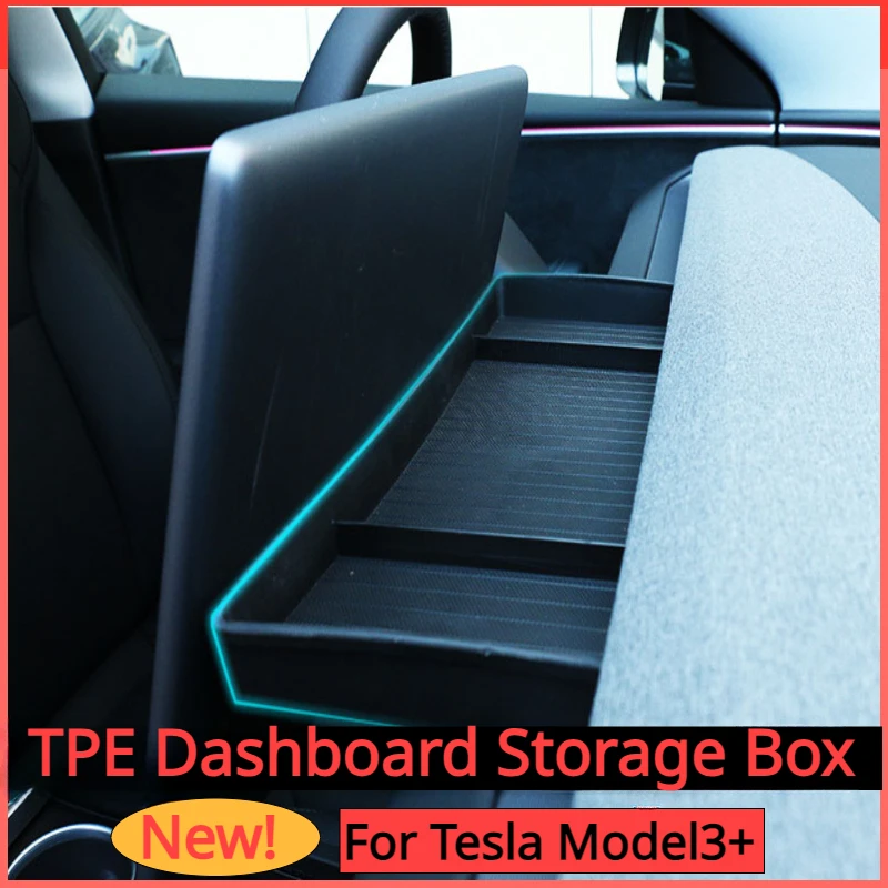 

TPE Instrument Panel Storage Box for Tesla Model 3+ ETC Bracket Storage Box Tissue Box New Model3 Highland 2024 Car Accessories