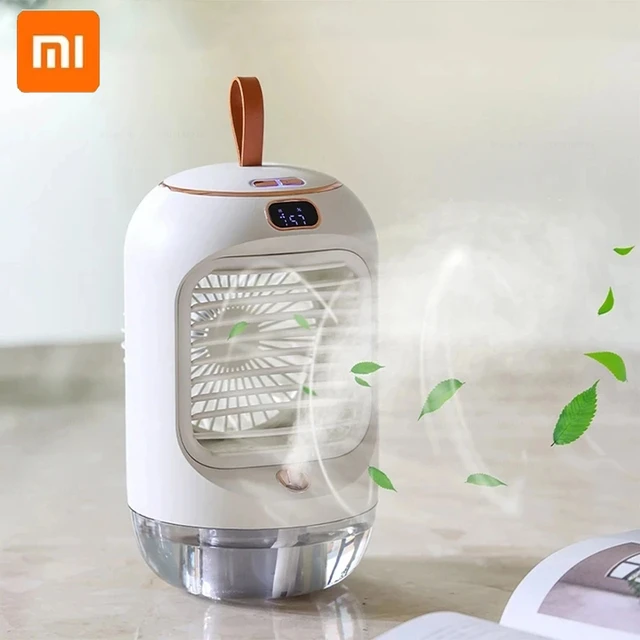 Xiaomi 3600mAh Portable Air Conditioner Fan Air Cooler Rechargeable Table  Electric Fan Rotating Spray Humidification Cooling Ven - AliExpress