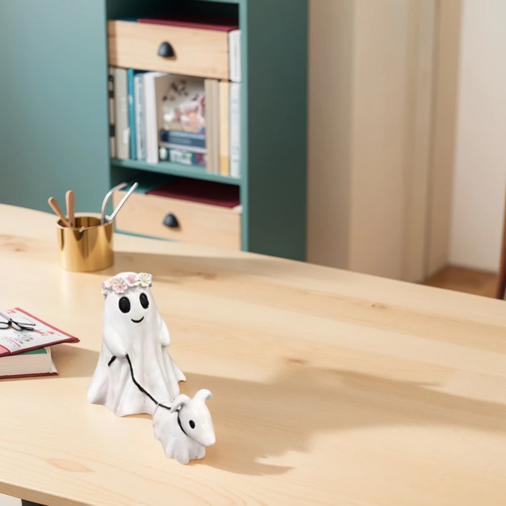 Resin Ghost Walking Dog Statue Halloween Decor