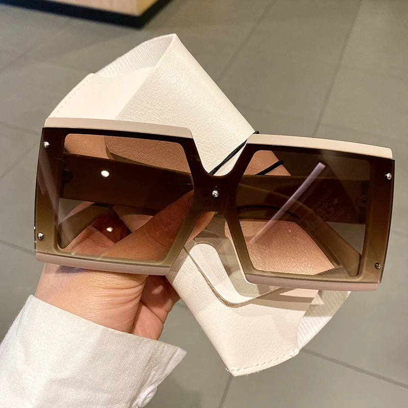 Kammpt quadratische übergroße einteilige Sonnenbrille Männer Frauen trend ige Farbverlauf brille Brillen Mode Luxusmarke Design Sonnenbrille