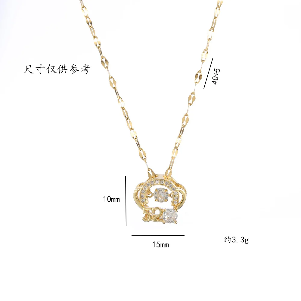 Fashion light luxury 520 I love you titanium steel necklace for women, pendant