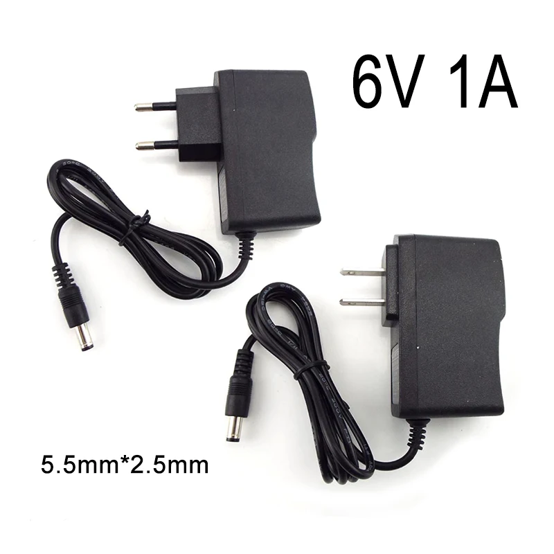 

AC DC 100V-240V 6V 1A Power Supply Adapter Charger Converter Transformer CCTV Camera LED Strip Lamp 5.5mm*2.5mm US EU Plug