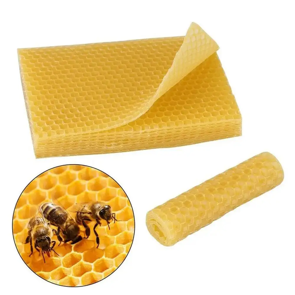 Beekeeping Tools Beeswax Candle Making Kits 10Pcs Beeswax Sheets Candle Making Craft DIY Honey Candles Maker Full Bees Wax Honeycom Foundation Sheets