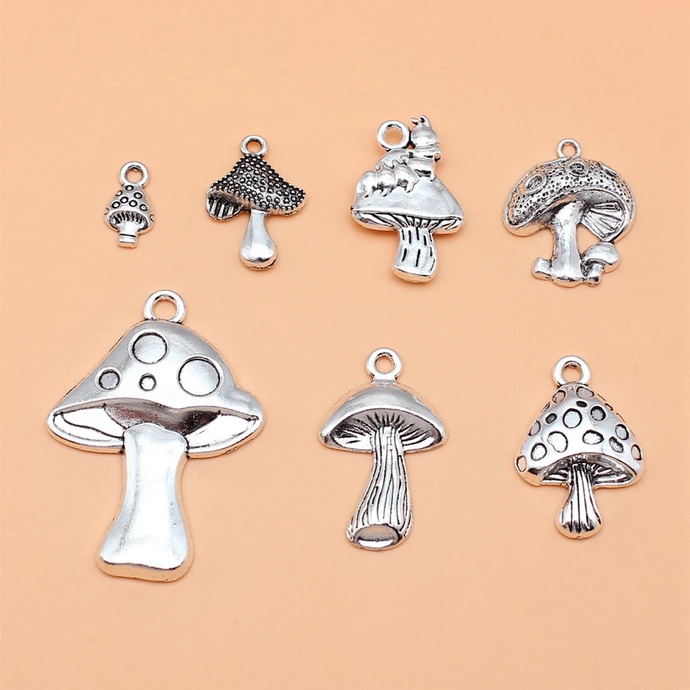 

Mushroom Charms Finddings Bracelet Accessories For Jewelry 7pcs/set