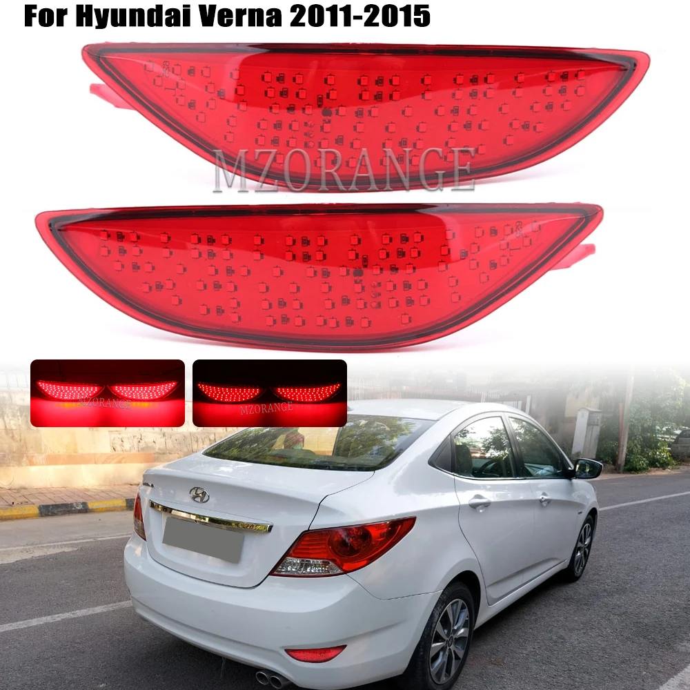 

2PCS LED Rear Bumper Light For Hyundai Accent Verna Brio Solaris 2008-2015 Tail Brake Running Signal Reflector Warning Fog Lamp
