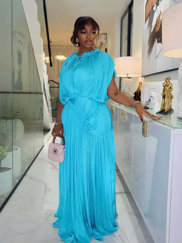 700673-4a0654.jpg Long Summer Dress Woman High Waist Draped Chic Sky Blue Dress Straight One Piece Casual Elegant Maxi Dresses for Evening - Image 1