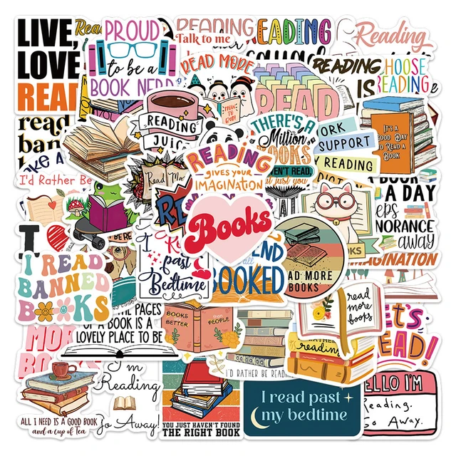 10/30/50pcs Book Reading Stickers Aesthetic DIY Diary Scrapbooking