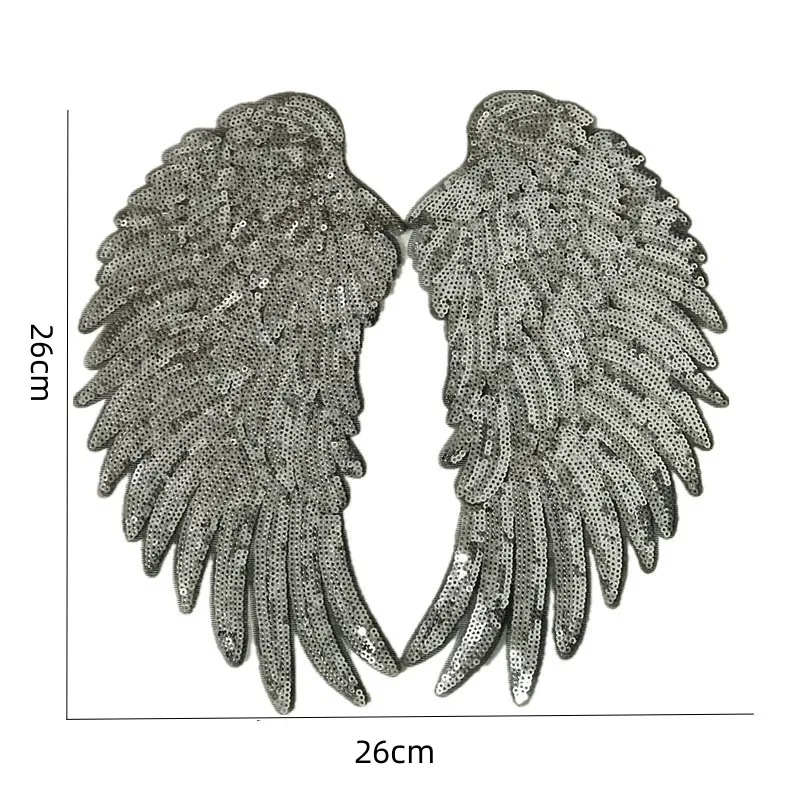 Rainbow Feather angel wings Sequin Sew On iron on Clothes patches Embroidered Badges Manual stikers Diy Backpack punk applique