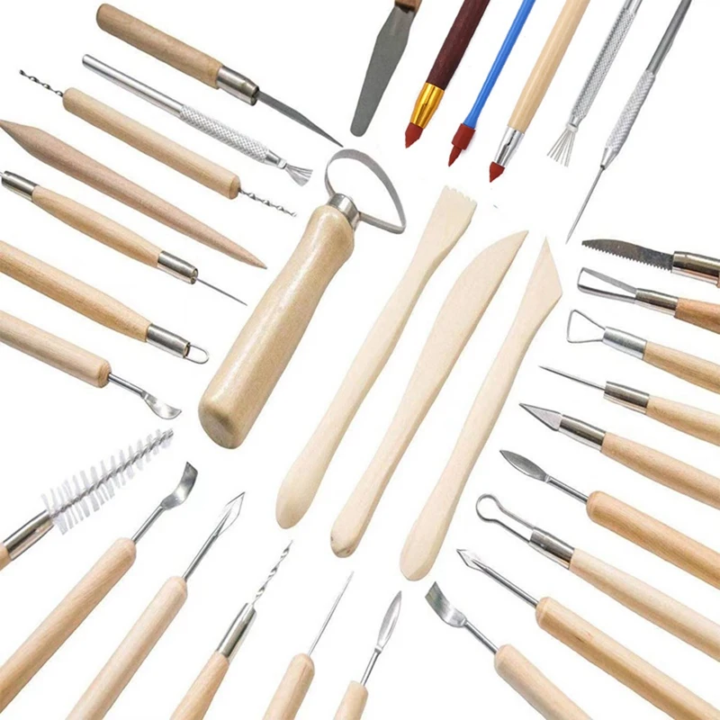 42 Pcs Pottery & Clay Sculpting Tools Pottery & Clay Sculpting Tools Kit  Double-Sided, Wooden