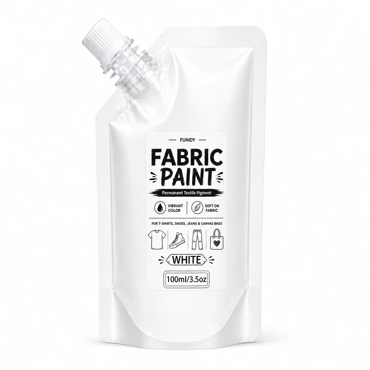 White Fabric Painting Set - Permanent Paint for Clothes, Upholstery, Shoes & Bags