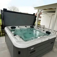 CE Approved Balboa System US Acrylic Massage Spa Tub 5 Person Whirlpool Outdoor Spa Deluxe Garden Hot Tub With 2 Lounger 1