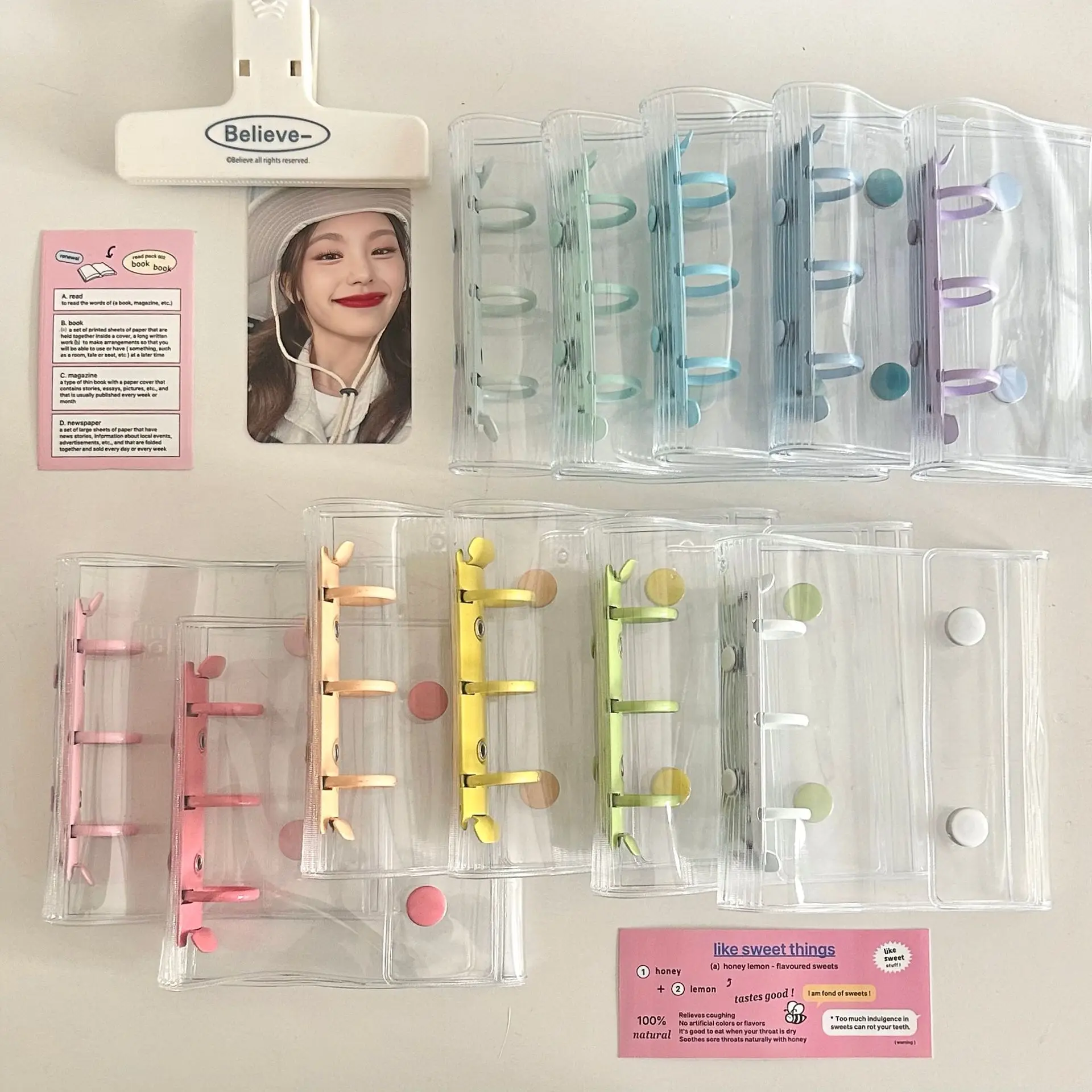 mini Transparent Pvc binder photo album kpop binder Photocard Holder girl cute idol card collect book binding machine stationery 6