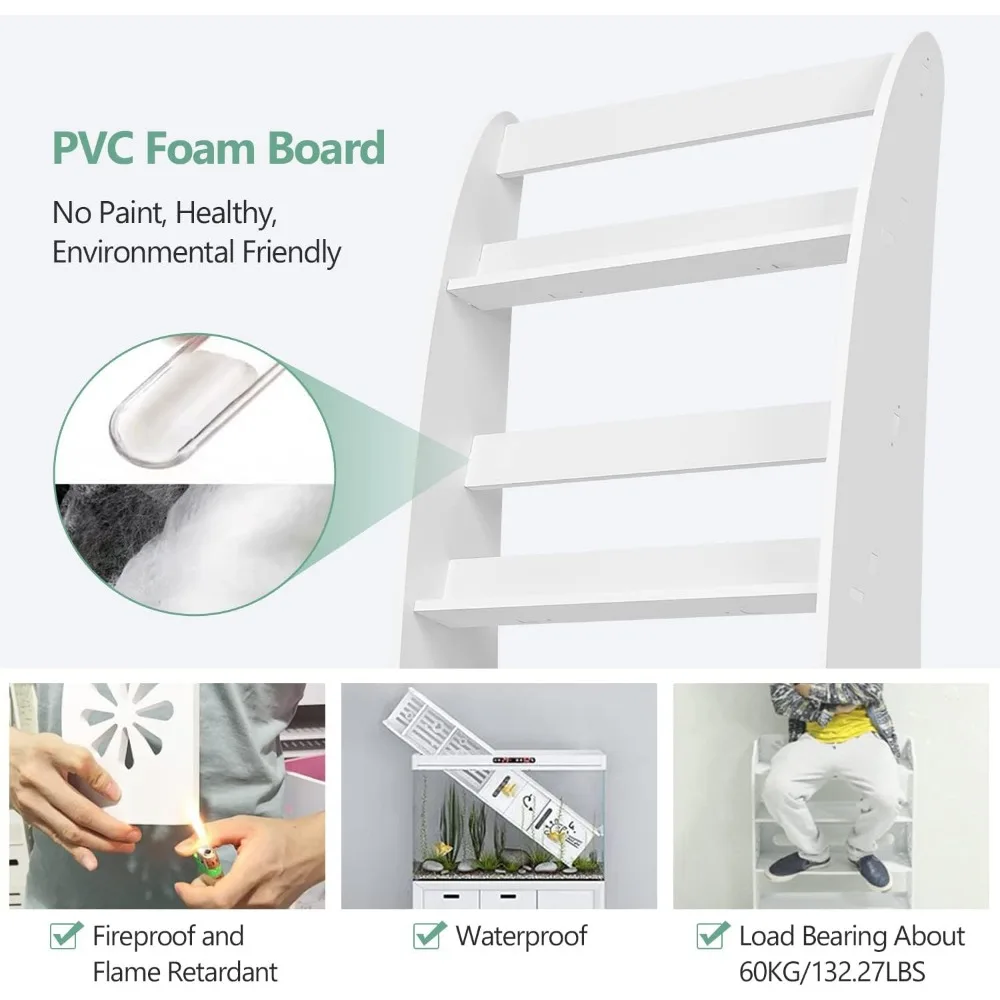 Floor-Standing Magazine Rack, Brochure Display Stand Floor, with 4 Tiered Design for Home Office, Magazines Racks 4