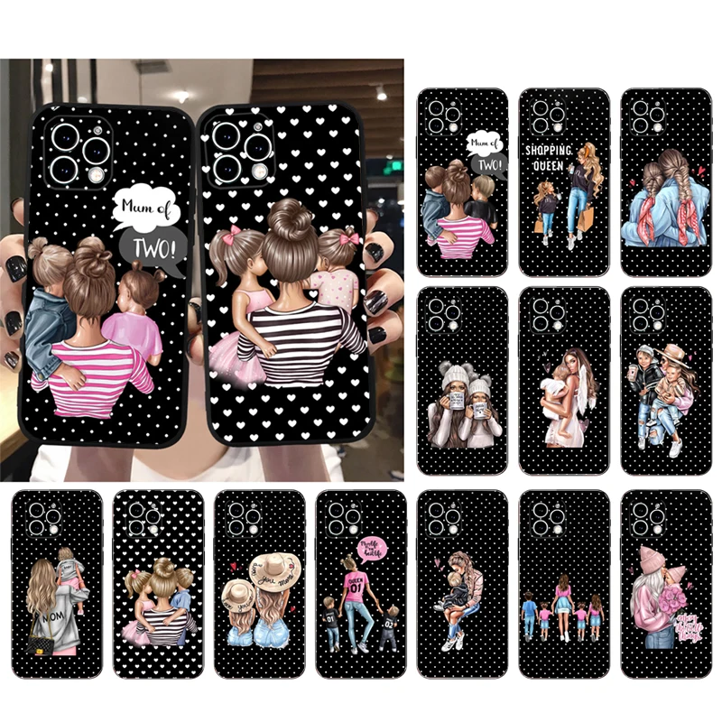 

Phone Case For iphone 15 14 Pro Max 13 12 11 Pro Max 12 13 mini 14 Plus Mama Mom Son Daughter Case Funda