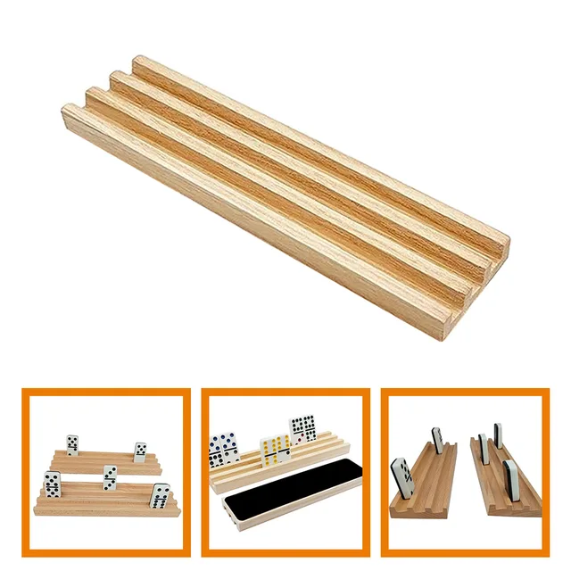 Wooden Anti-slip Base Tray Domino Stand Holder Support Racks Multi-function Bases Storage Organizer Game Cards Family Playing 3