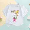 Fairy Tinker Bell Princess Number Print Kids T shirt Girls Clothes 1 2 3 4 5 6 7 8 9 Years Birthday Baby Boys T-Shirts,HKP2444 5