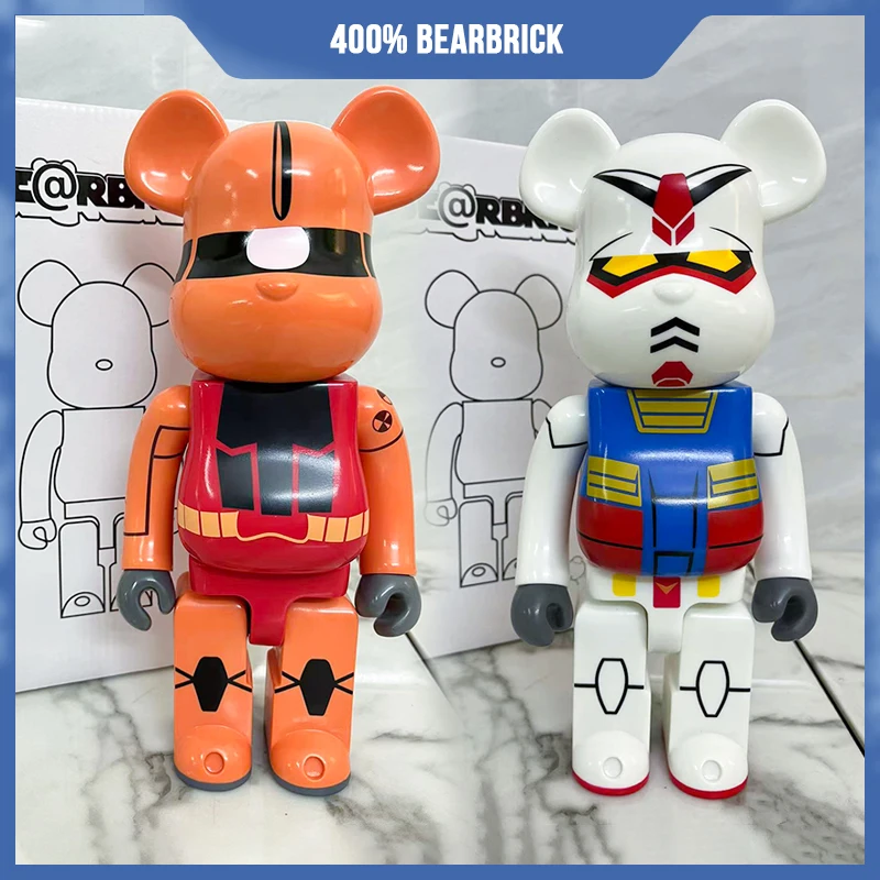400% Bearbrick Figuras Bear @ Brick Action Figures Bear Diy Painted Medicom Toy Bearbrick Model Decorazione Della Casa Regalo Di Compleanno Per Bambin
