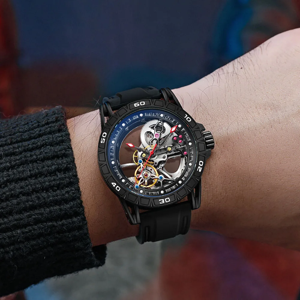 

New Casual Mechanical Watch Men Automatic Luxury Luminous Sport Watches Man Hollow Out Fashion Waterproof Business Clock