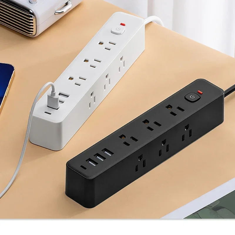 뉴 파워 멀티탭 유니버셜 플러그 (미국형) USB PD 고속 충전 패치 보드, 양면 소켓 포함, 1.5m/5m 연장 케이블 플러그