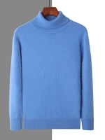Men's 100% Mink Cashmere Sweater High Lapel Thick Knitted Pullover Casual Large Size Middle-Aged Sweater Autumn Winter New Tops 1
