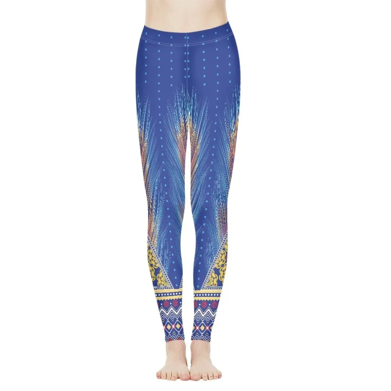 

Cumagical Factory Wholesale Latest Design Women Yoga Legging Seamless Design New Peacock Printed Yoga Leggings