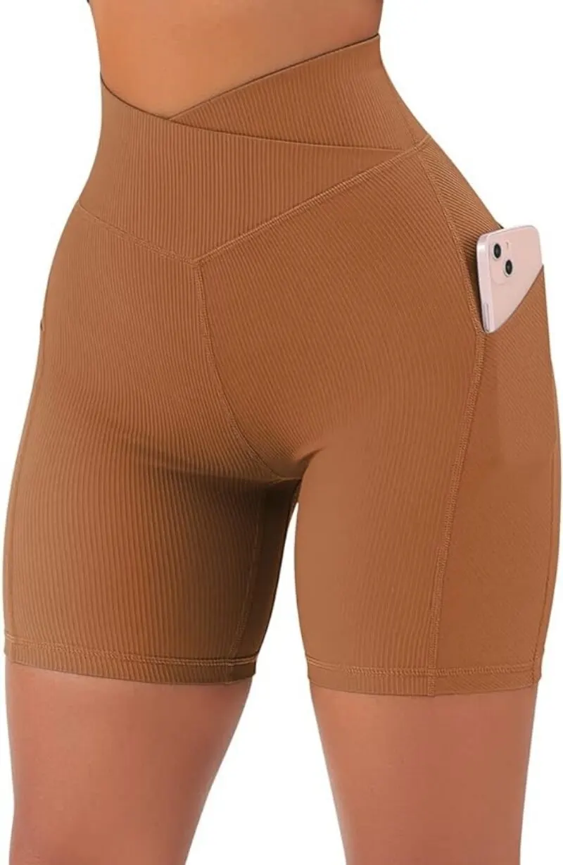 Sports Shorts Sports Short Women Cross Workout Yoga Shorts with Pockets 5" High Waist Booty Biker Short