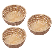Basket Storage Fruit Woven Serving Baskets Wicker Container Rattan Bread Tray Snack Bowl Round Bamboo Decorative Rustic