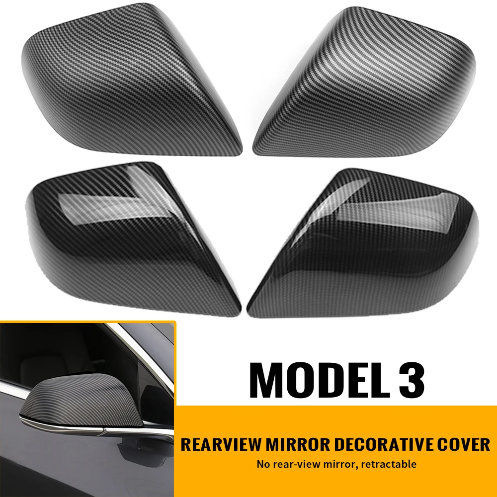 

Car Rearview Mirror Decoration Covers For Tesla M3 2017 2018 2019 2020 2021 Carbon Fiber Look Rear View Mirror Proection Frame