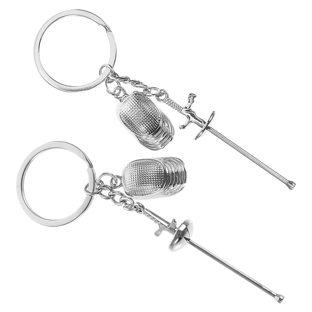 2pcs 펜싱 포일 Epee 펜싱 쥬얼리 디자인 스포츠 기념품 기념품 선물 자동차 열쇠 고리 스포츠 토큰 선물