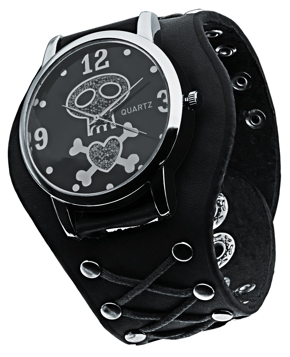 Fashion Brands Leather Strap Skull Quartz Punk Wrist Watch for Men&Women Birthday Christmas Halloween Good Gift 2
