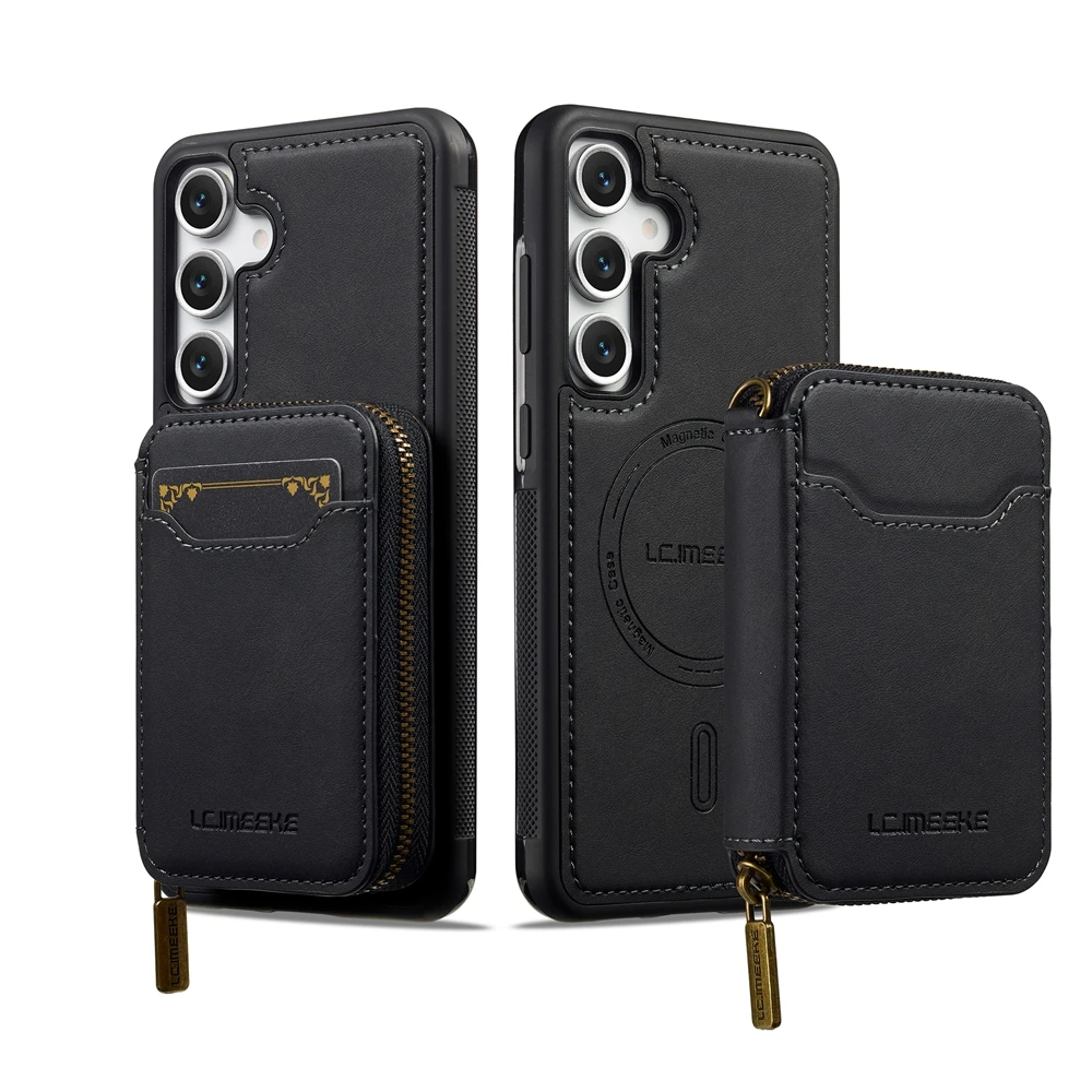 Leather Magnetic Wallet Case with Wireless Charging Functionality