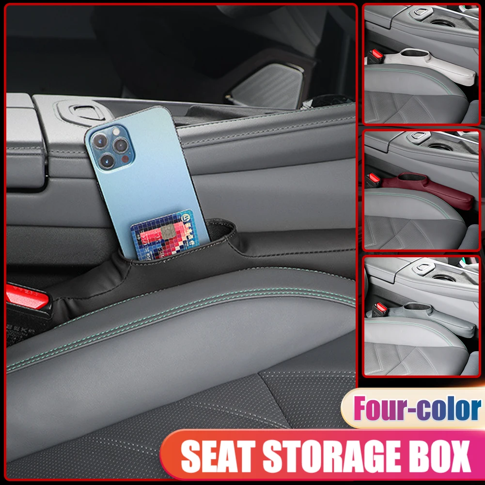 

1Pair Car Seat Gap Filler Universal PU Leather Left Right Seat Gap Plug Center Console Storage Box Organizer for Car SUV Truck