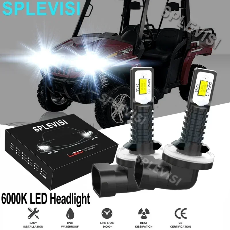 Ultra-bright LED Headlight Bulbs 2X 6000K White For Arctic Cat Mountain Cat 600 Limited EFI 2001 2002 UTV LED Bulbs excellent ultra bright dtm style led angel eyes halo rings for bmw e46 m3 coupe convertible 1999 2006 xenon headlight