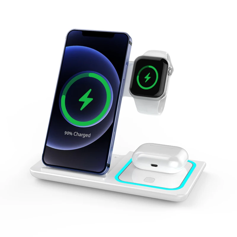 

15W Qi Wireless Charger LED USB C Fast Charging Holder Stand For iPhone 13 12 11 Pro Max Xs 8 Samsung S21 S20 S10 Xiaomi LG