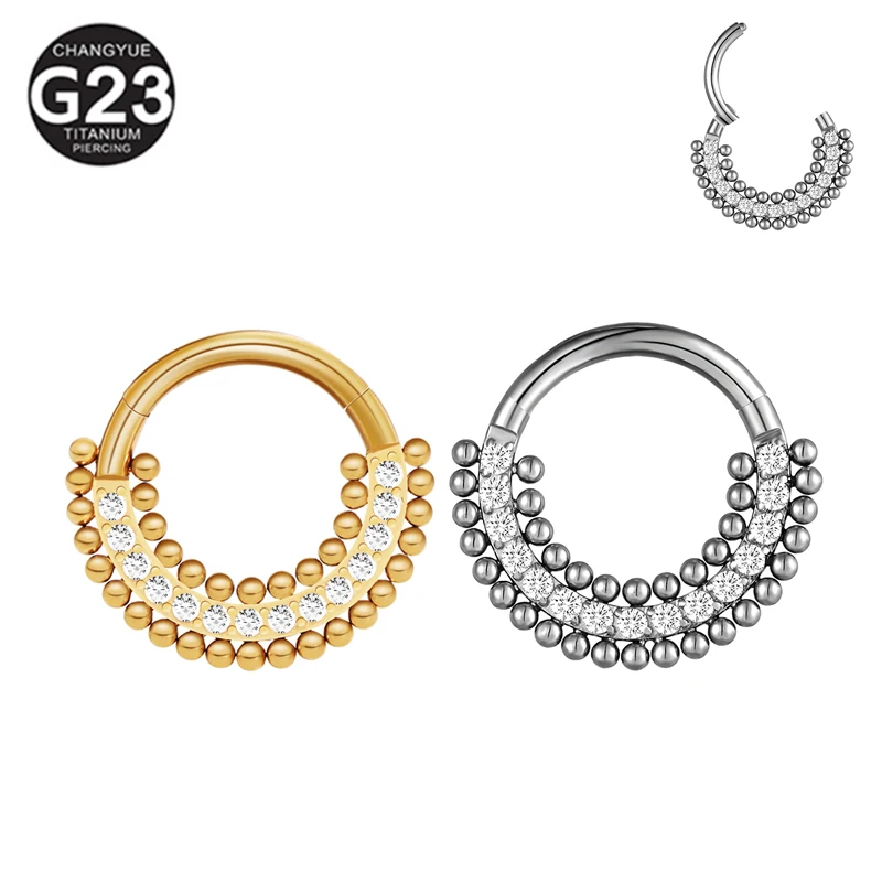 

Piercing G23 Titanium Earrings Zircon with Ball Hight Segment Septum Nose Rings Conch Daith Tragus Ear Nose Studs Helix Piercing