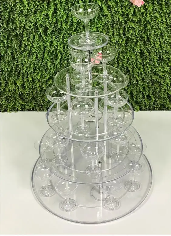 Birthday ceremony wedding creative layout acrylic five layer round wine tower wedding props champagne tower