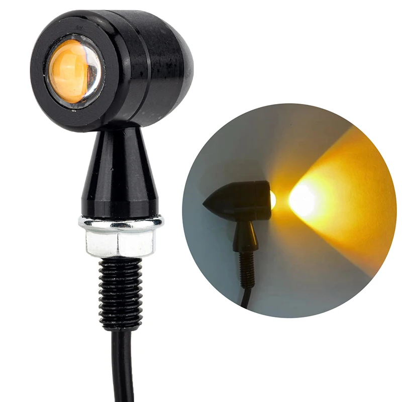 

2Pcs Motorcycle Led Turn Signal Light Mini Bullet Moto Amber Flashing Light Indicator Led Signal Lamp For Cafe Racer