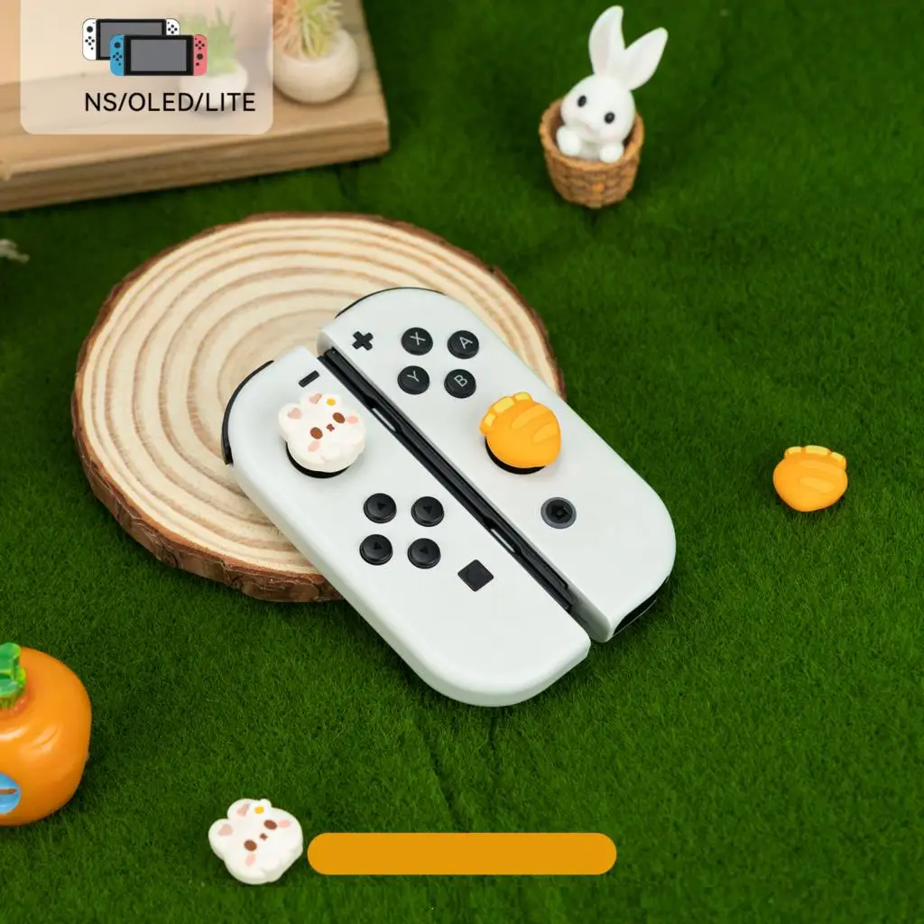 Cute Bear Cat Rabbit Silicone Thumb Stick Grip Cap Joystick Cover For Switch NS Oled/Lite Joy-con Controller Soft Protector Case