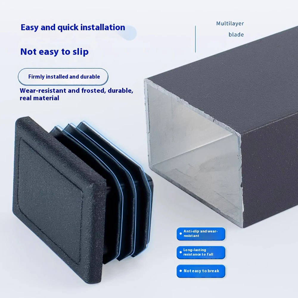 Plastic Rectangle Blanking End Caps Tube Pipe Inserts Plug 10x20 10x30 13x26 25x40 30x50 40x60 Table Chair Furniture Foot Cover chair leg caps,furniture leg caps,pipe plugs,pipe inserts,furniture foot mats,chair leg protector,furniture foot protector,furniture leg pads,furniture foot pads,rubber furniture feet pads,furniture feet