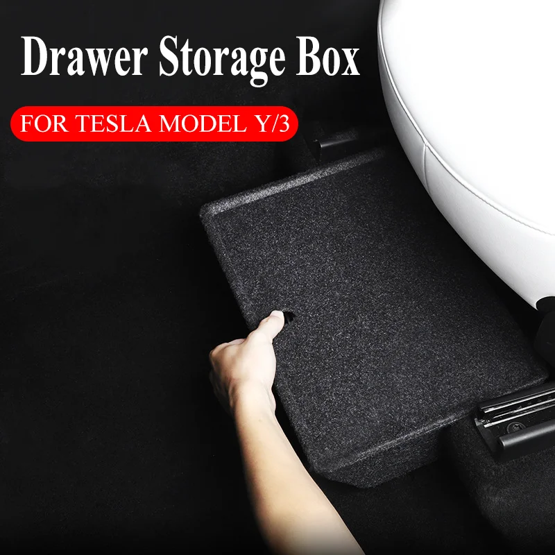

Для Tesla модель Y под сиденьем коробка для хранения мусорная корзина Органайзер коробка для хранения аксессуары для хранения скрытые Зонтики/инструменты/обувь