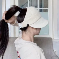 Women Summer Sun Hats Korean Lace Flower Visor Caps High Ponytail Foldable Anti-UV Floppy Bucket Cap Outdoor Casual Baseball Hat 4