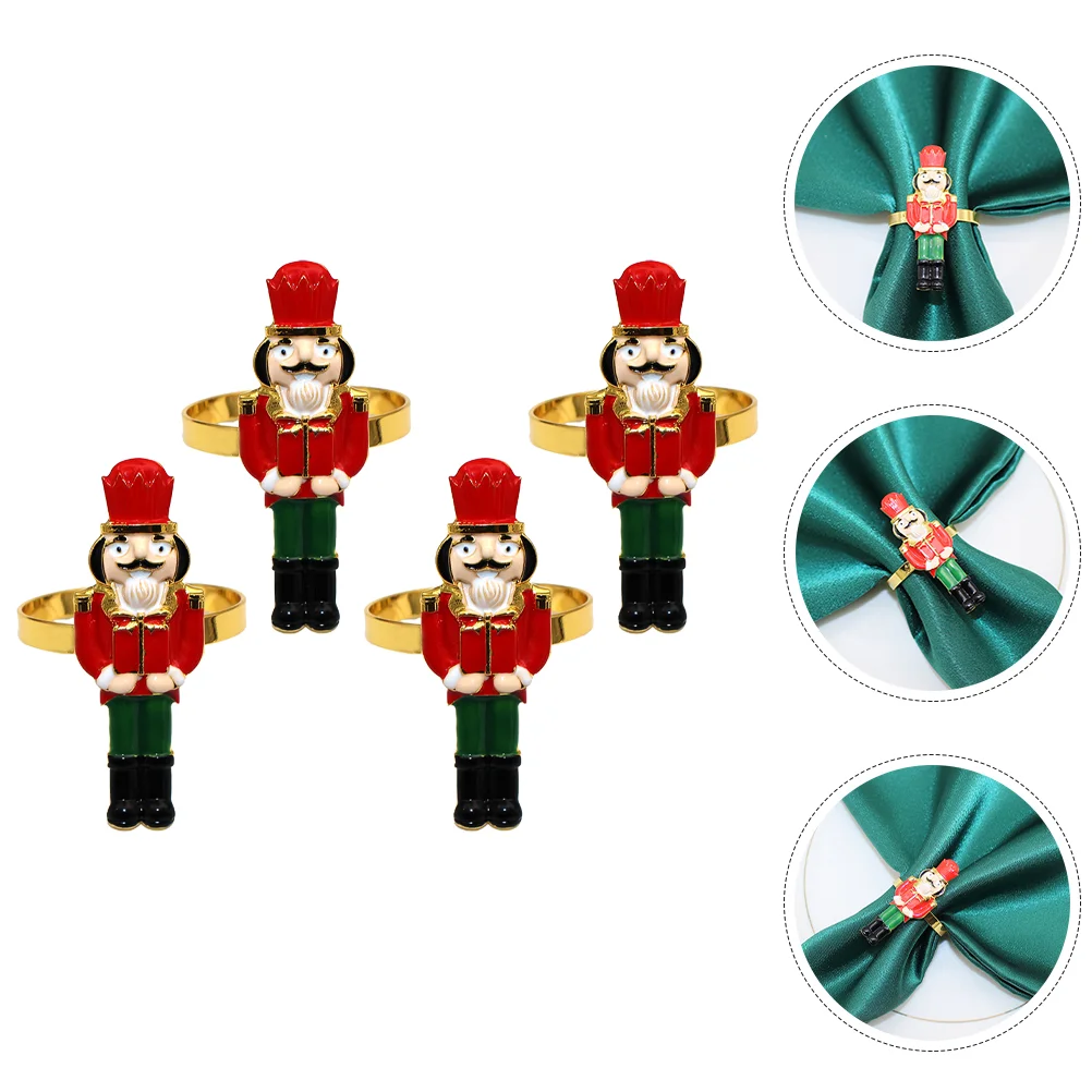 

Christmas Nutcracker Soldier Napkin Ring Serviette Holders Napkin Buckles New Year Wedding Banquet Party Table Decoration