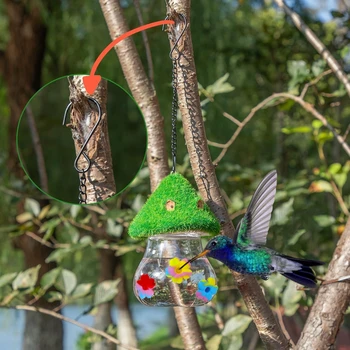 Hanging Hummingbird Feeders Mushrooms Wind Chimes Humming Bird Feeder Bird Feeding Station for Outside Garden Backyard Decor - Image 3