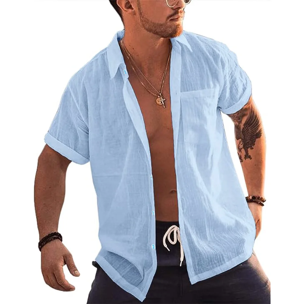 Men's Short Sleeve Button Up Shirts 5