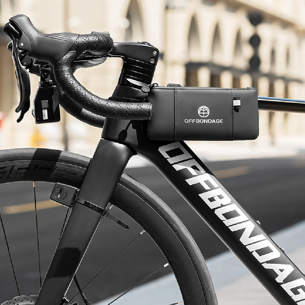 Borsa da manubrio impermeabile per bici, borsa a rullo da manubrio per bicicletta, marsupio anteriore per bici con cerniera impermeabile per ciclismo - immagine 2