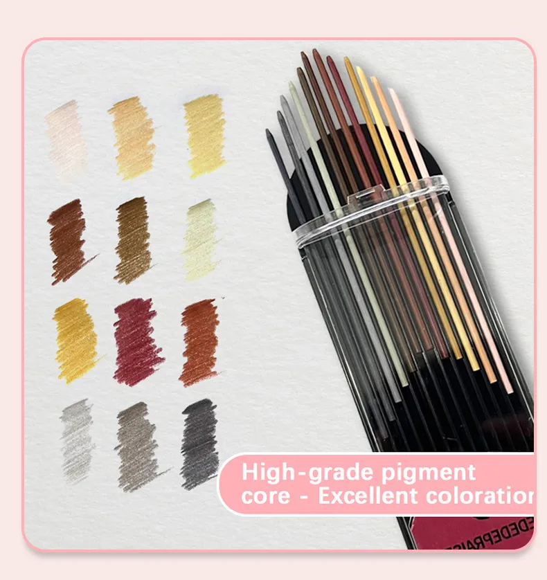 12/24 farbige Minen, 2,0 mm, Druckbleistift-Set, Standard-Porträt, Macaron-Minen, unverzichtbare farbige Nachfüllminen, Zeichnung, Kunst, DIY – Detail 3