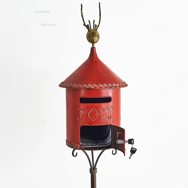 Európai Régi Postafiókok Kültéri Kovácsoltvas Postafiók Kerti Leszállító Retro Udvari Dekoráció Utcai Vélemény Doboz - Image 3
