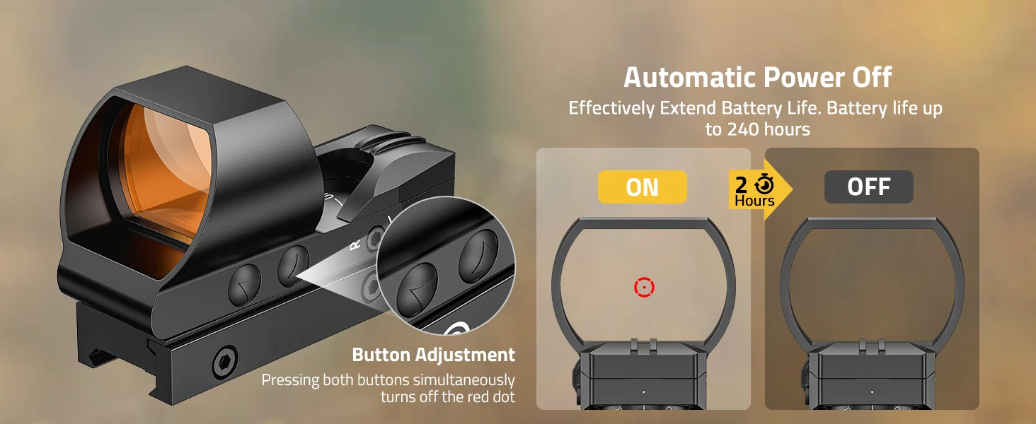 Description Picture 4 of item1x28x40mm Red Dot Sight Outdoor Hunting Optics Riflescope USB Rechargeable Reflex Sight Air Rifle Scope for 20mm Picatinny Rail