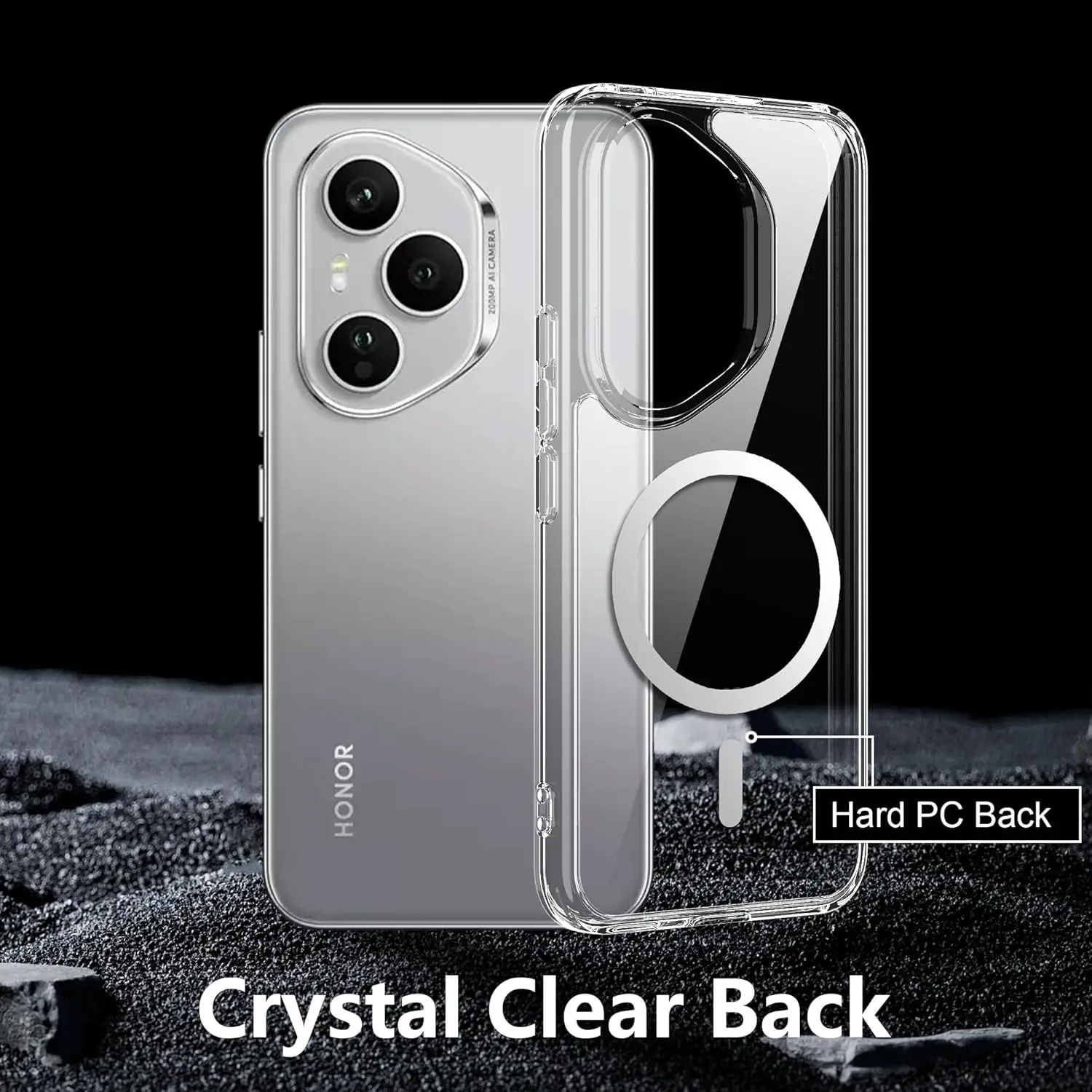 Shockproof Magnetic Wireless Charging Phone Case with Clear Back Cover